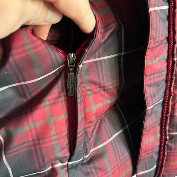 Eddie Bauer Red Plaid Goose Down Puffer Vest Petite XS Warm Outdoor - Picture 6 of 9
